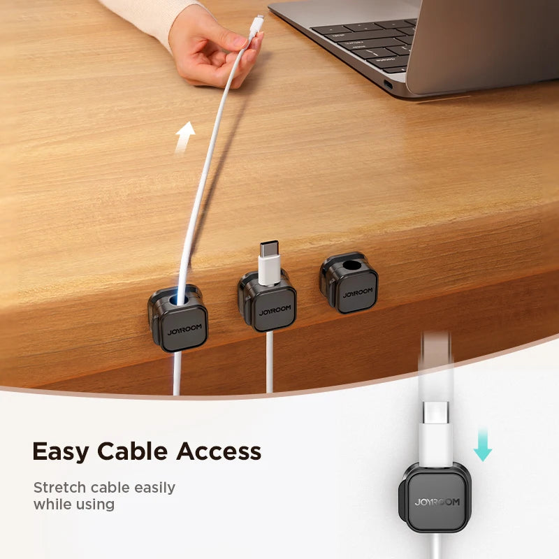 Magnetic Cable Clips Cable Smooth Adjustable Cord Holder under Desk Cable Management Wire Keeper Cable Organizer Holder